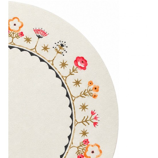 Lugar Americano 38cm Flora Vintage Off White PVC